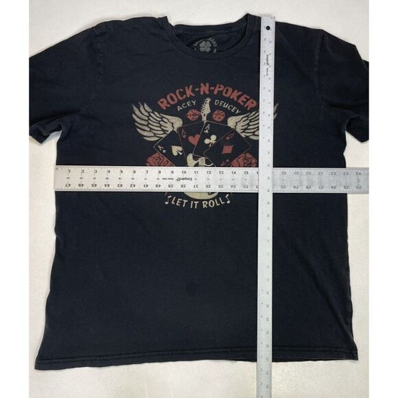 Lucky Brand Rock N Pocker Graphic T-shirt Men XL Black Short Sleeve - Picture 7 of 7